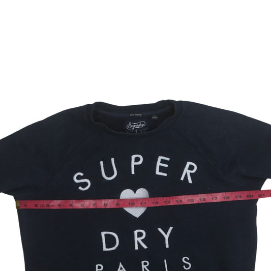 Womens UK Size M Superdry Black Pullover Sweatshirt