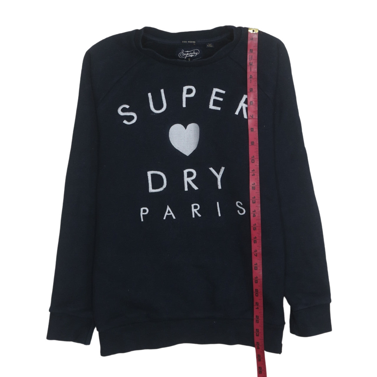 Womens UK Size M Superdry Black Pullover Sweatshirt