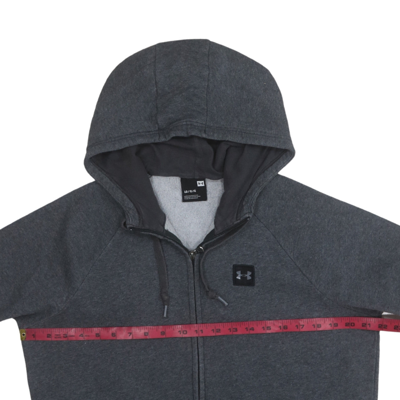 Mens UK Size L Under Armour Grey Full Zip Hoodie