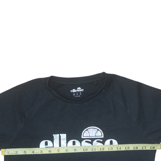 Ellesse Womens Black Cotton Short Sleeve T-Shirt Size 12