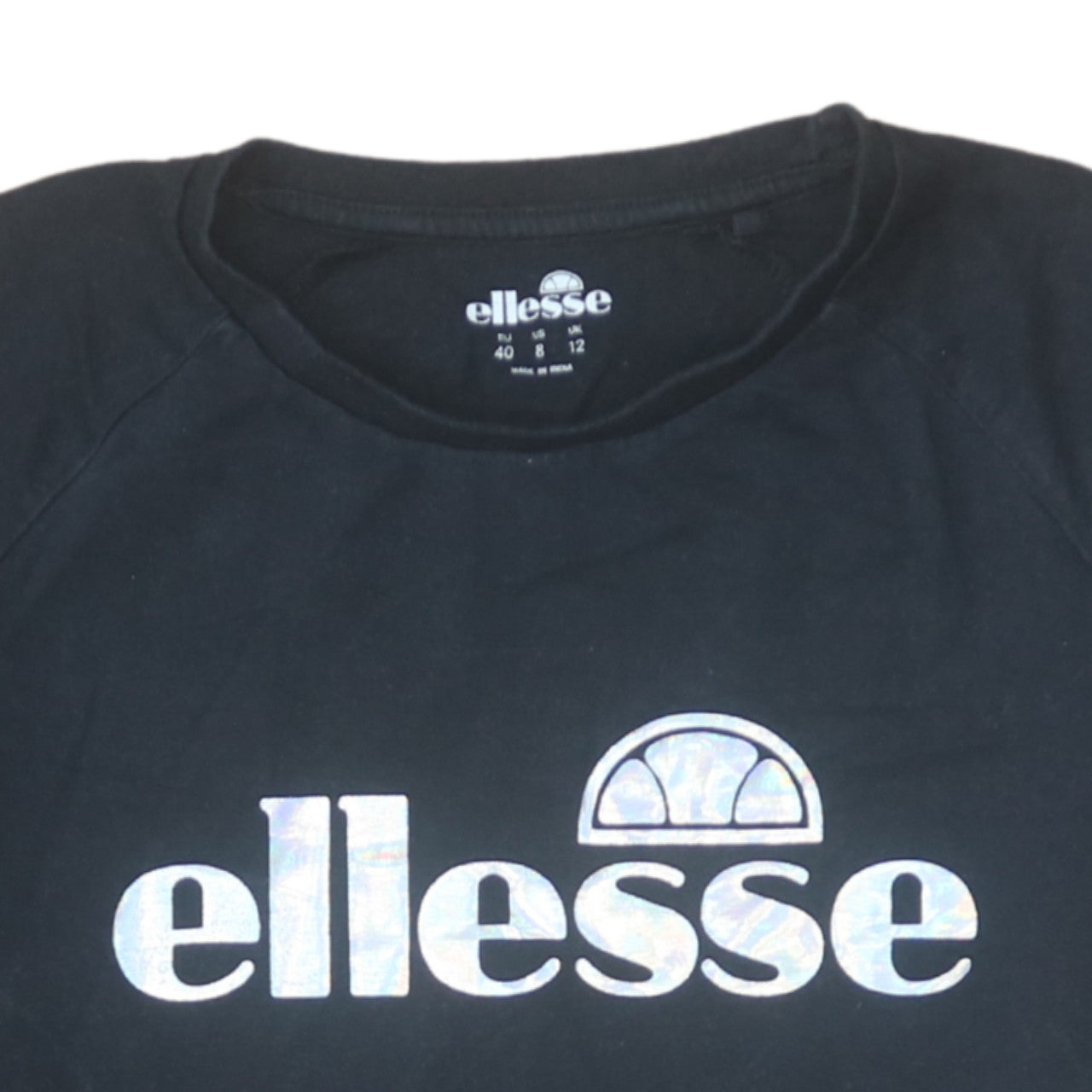 Ellesse Womens Black Cotton Short Sleeve T-Shirt Size 12