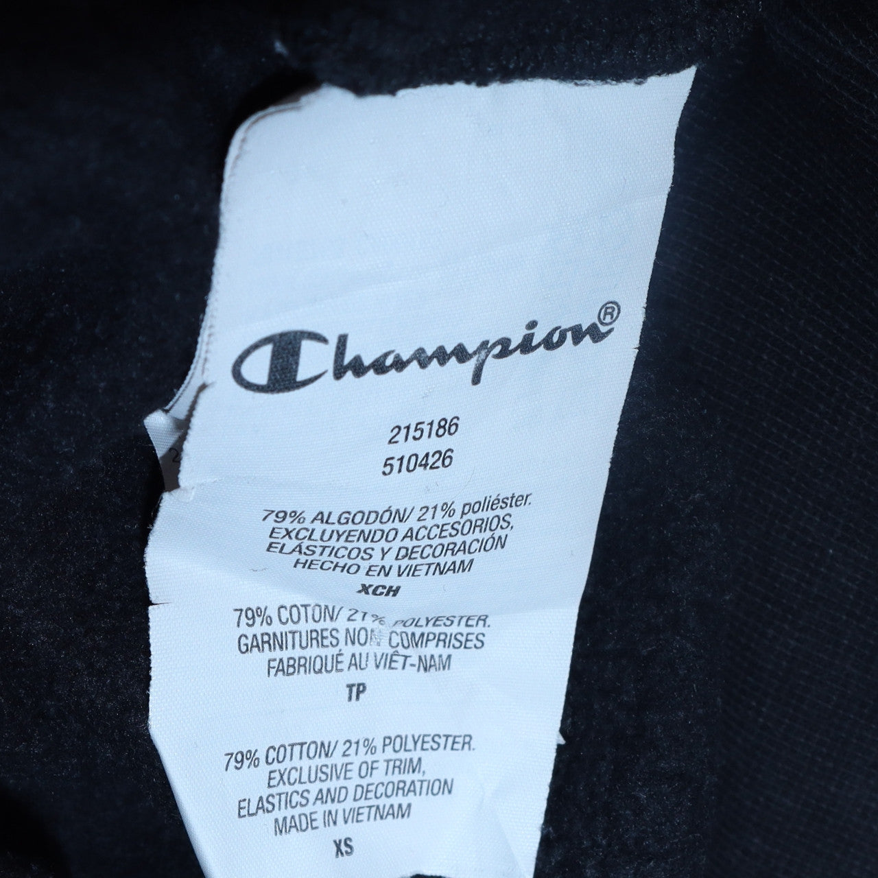 Mens UK Size XS Champion Black Pullover Hoodie