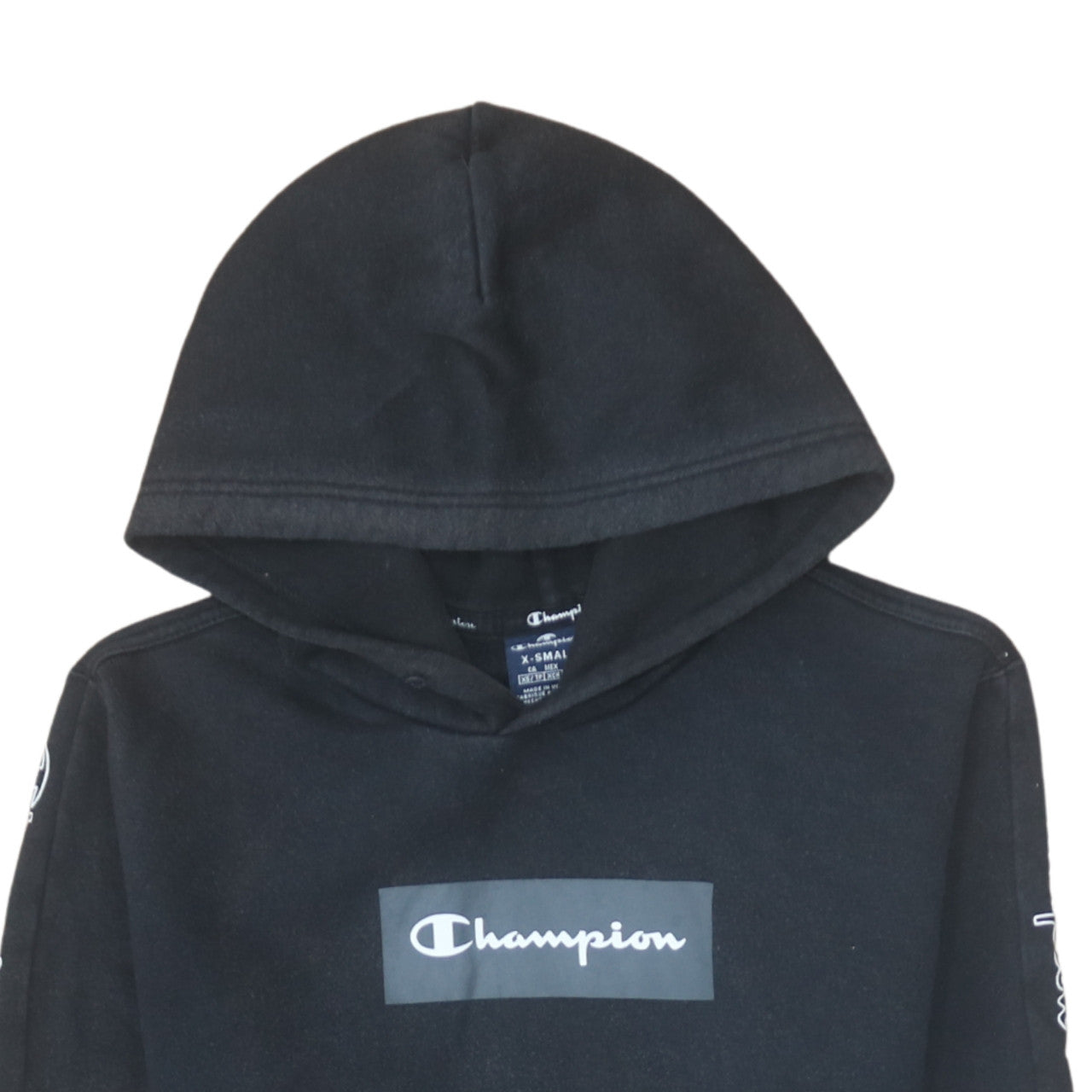 Mens UK Size XS Champion Black Pullover Hoodie