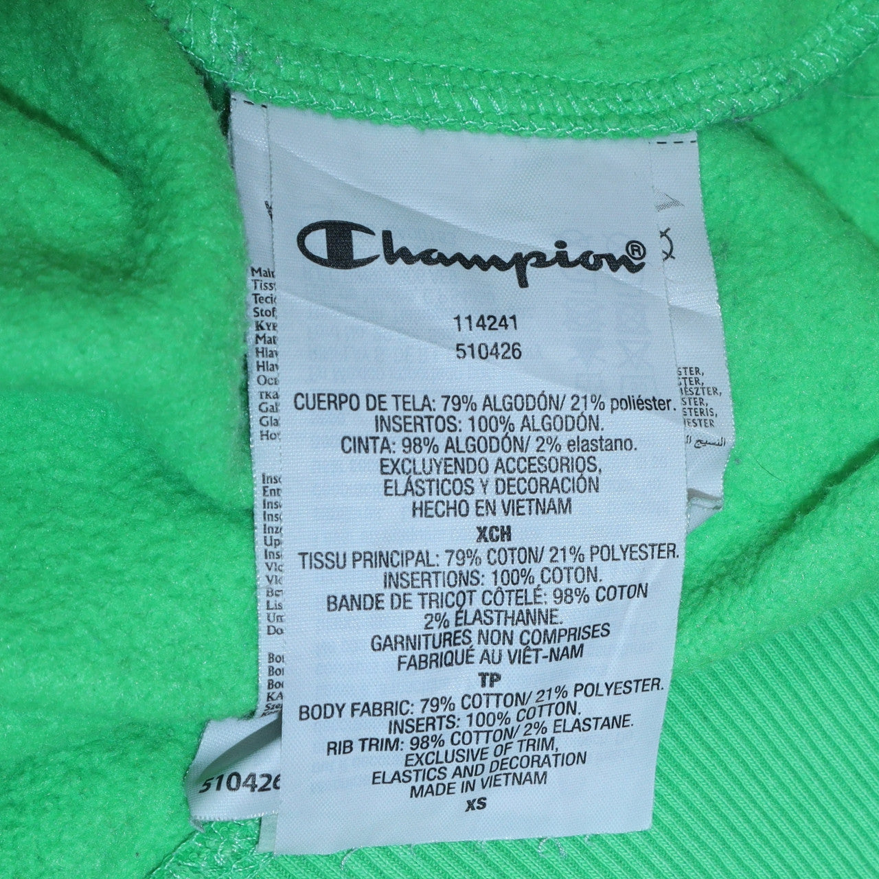 Womens UK Size XS Champion Green Pullover Hoodie