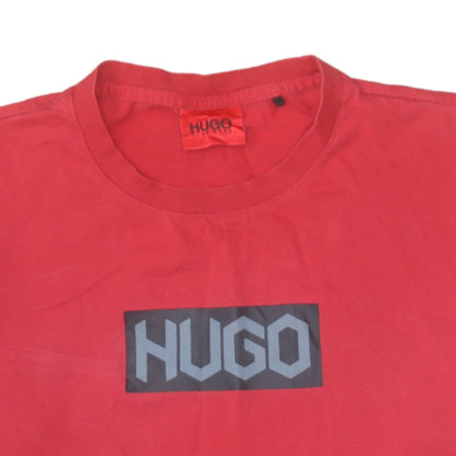 Hugo Boss Mens Red Logo Crew Neck Short Sleeve T-Shirt Size L