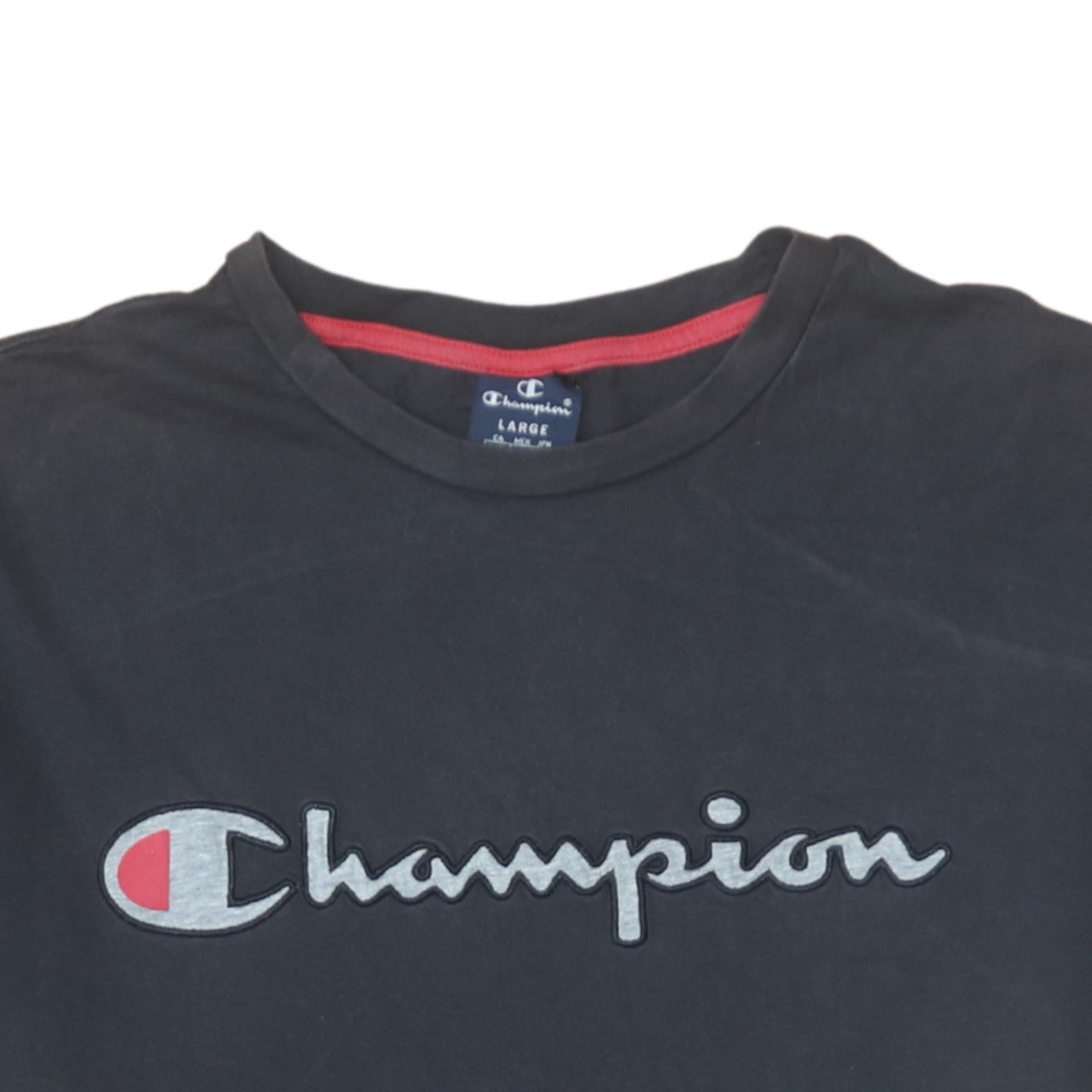Champion Men's Black Large Embroidered Logo Short Sleeve T-Shirt