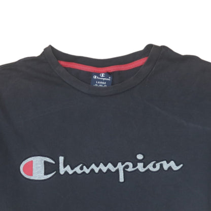 Champion Men's Black Large Embroidered Logo Short Sleeve T-Shirt