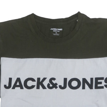 Jack & Jones Men's Multicoloured XL Crew Neck Colourblock T-Shirt