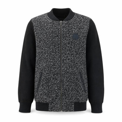 Vans Men's Black Herringbone Wool Blend Bomber Jacket Size M