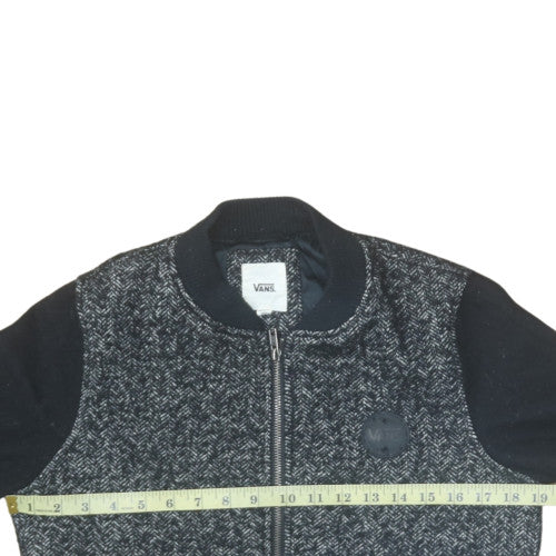 Vans Men's Black Herringbone Wool Blend Bomber Jacket Size M