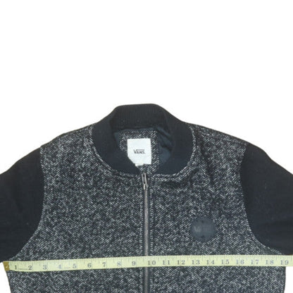 Vans Men's Black Herringbone Wool Blend Bomber Jacket Size M