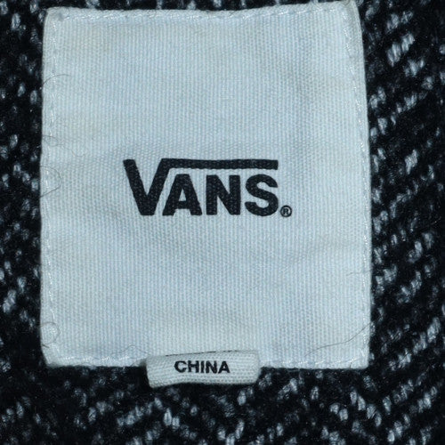 Vans Men's Black Herringbone Wool Blend Bomber Jacket Size M