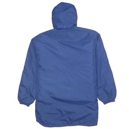 Adidas Mens Blue Hooded Puffer Jacket Size L Polyester Quilted Lined