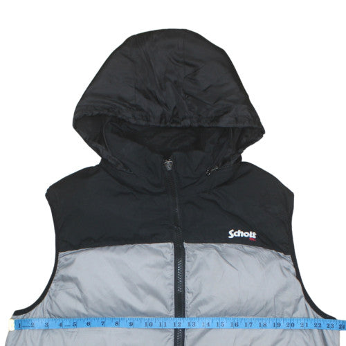 Schott Men's Grey Puffer Hooded Bodywarmer XL Nylon Winter Vest