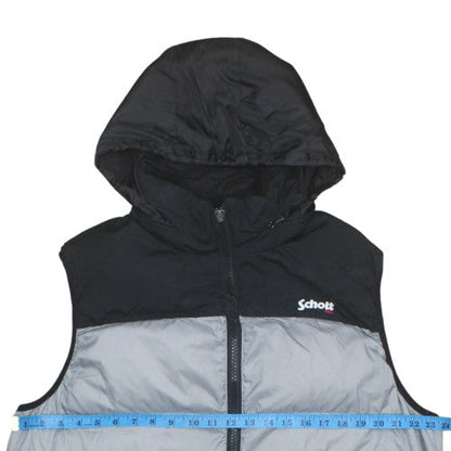 Schott Men's Grey Puffer Hooded Bodywarmer XL Nylon Winter Vest