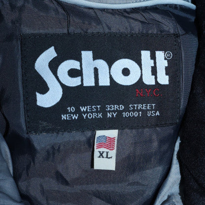 Schott Men's Grey Puffer Hooded Bodywarmer XL Nylon Winter Vest