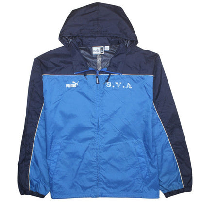Puma Men's Blue Hooded Windbreaker Jacket XL Lightweight Sports