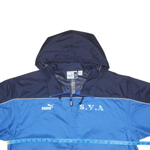 Puma Men's Blue Hooded Windbreaker Jacket XL Lightweight Sports