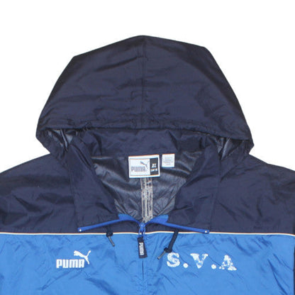 Puma Men's Blue Hooded Windbreaker Jacket XL Lightweight Sports