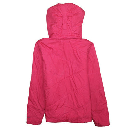 Columbia Womens Pink Hooded Puffer Jacket M Faux Fur Trim Winter
