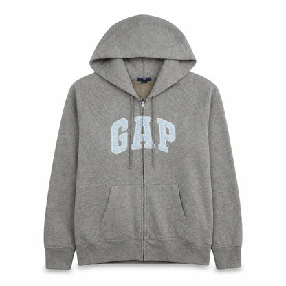 Gap Women Grey Full Zip Hoodie 2XL Logo Fleece Lined Casual