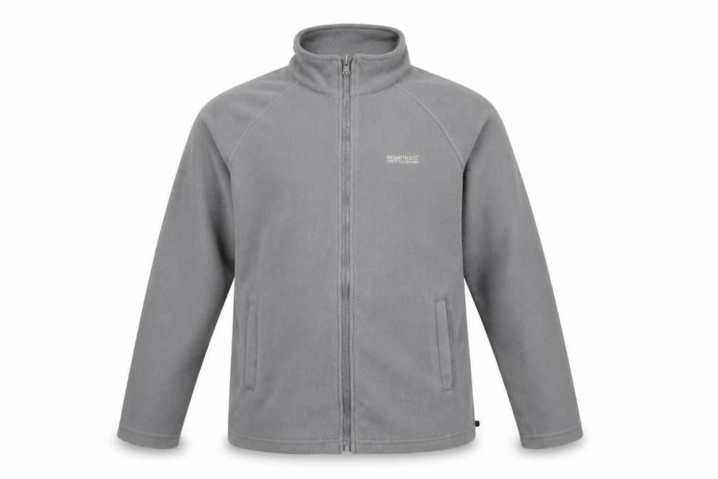 Front view of Regatta boys’ grey fleece full zip mid-length jacket 15-16 years