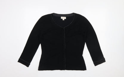 Fever London Women's Black Cardigan Size 14 Scoop Neck Lightweight Knit