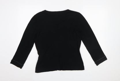 Fever London Women's Black Cardigan Size 14 Scoop Neck Lightweight Knit