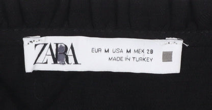 Zara Women Black V-Neck Long Sleeve Shift Dress Size 12