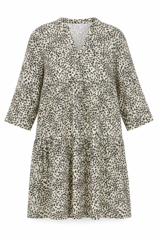 Primark Women’s Beige Leopard Print Midi A-Line Dress Size 10