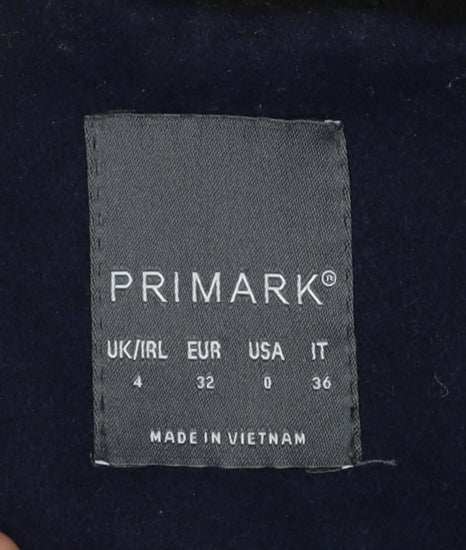 Womens UK Size 4 Primark Blue Duffle Coat