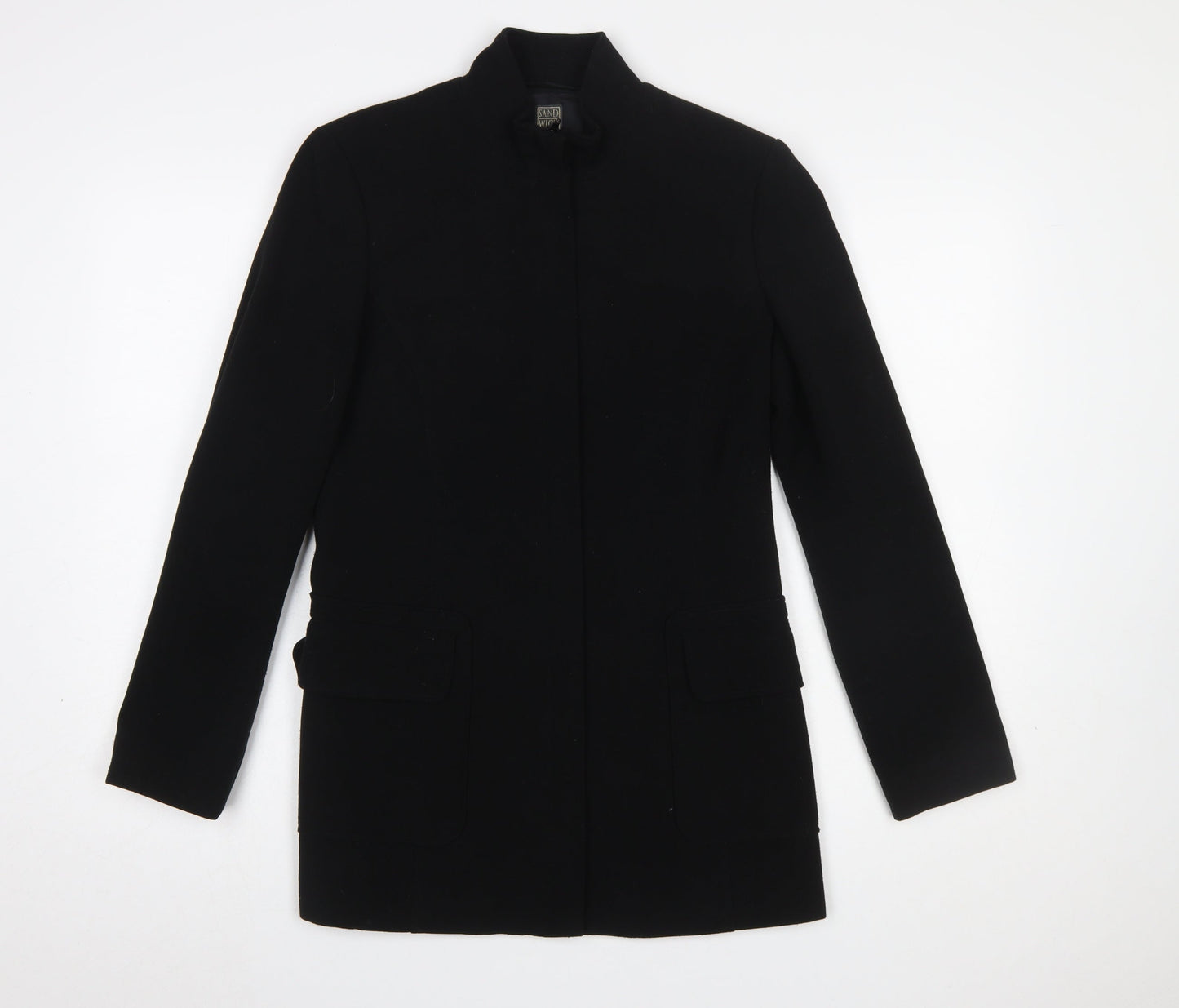 Sandwich Womens Black Mid-Length Polyester Overcoat Size 12