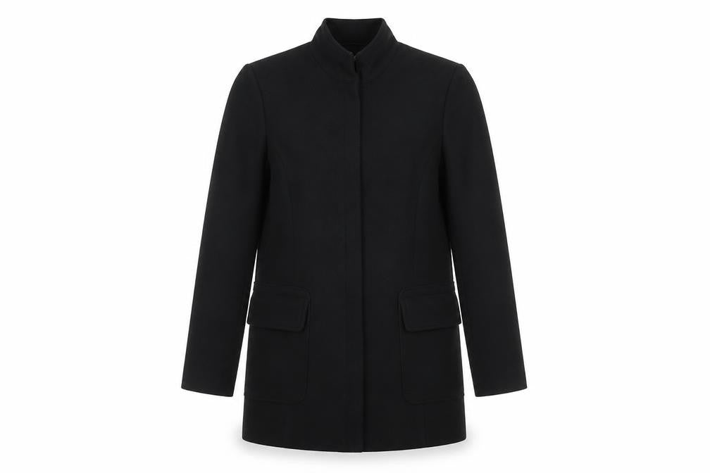 Sandwich Womens Black Mid-Length Polyester Overcoat Size 12