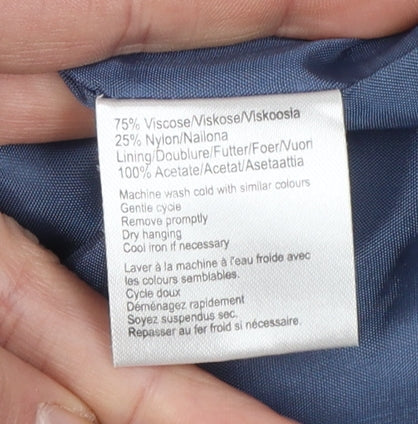 Whimsy Womens Blue Single Breasted Linen Look Suit Jacket Size 22