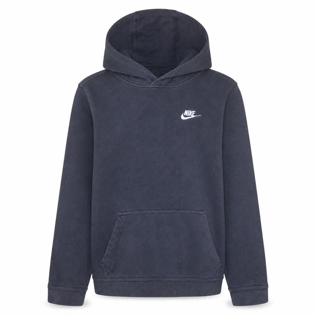 Front view of Nike boys’ black xl pullover fleece hoodie sweatshirt with logo