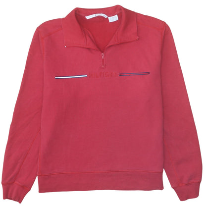 Mens UK Size XL Tommy Hilfiger Red 1/2 Zip Sweatshirt