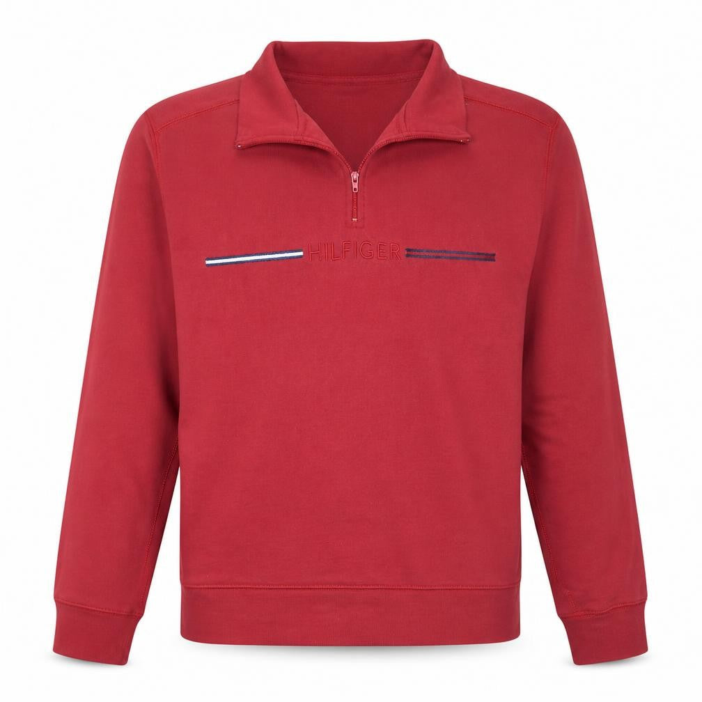 Mens UK Size XL Tommy Hilfiger Red 1/2 Zip Sweatshirt