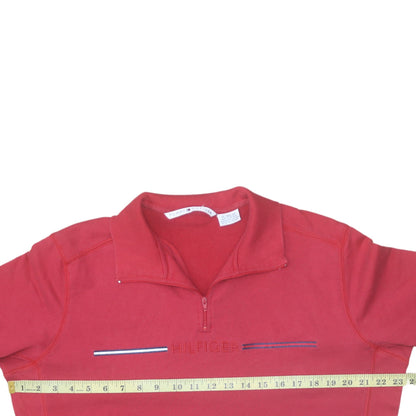 Mens UK Size XL Tommy Hilfiger Red 1/2 Zip Sweatshirt