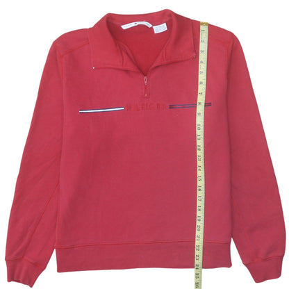 Mens UK Size XL Tommy Hilfiger Red 1/2 Zip Sweatshirt