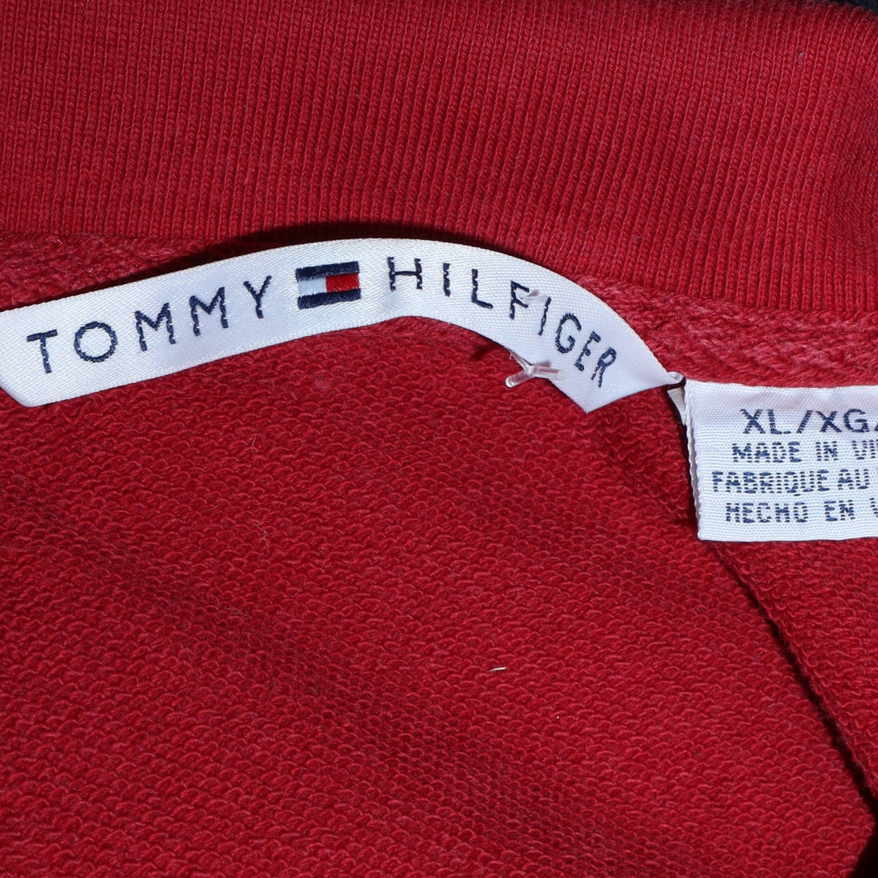 Mens UK Size XL Tommy Hilfiger Red 1/2 Zip Sweatshirt