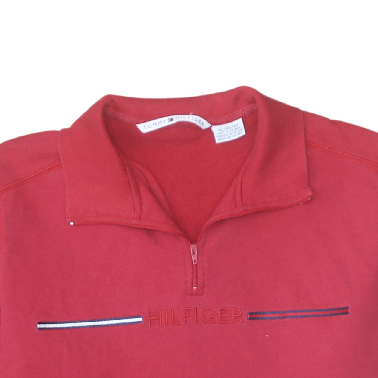 Mens UK Size XL Tommy Hilfiger Red 1/2 Zip Sweatshirt