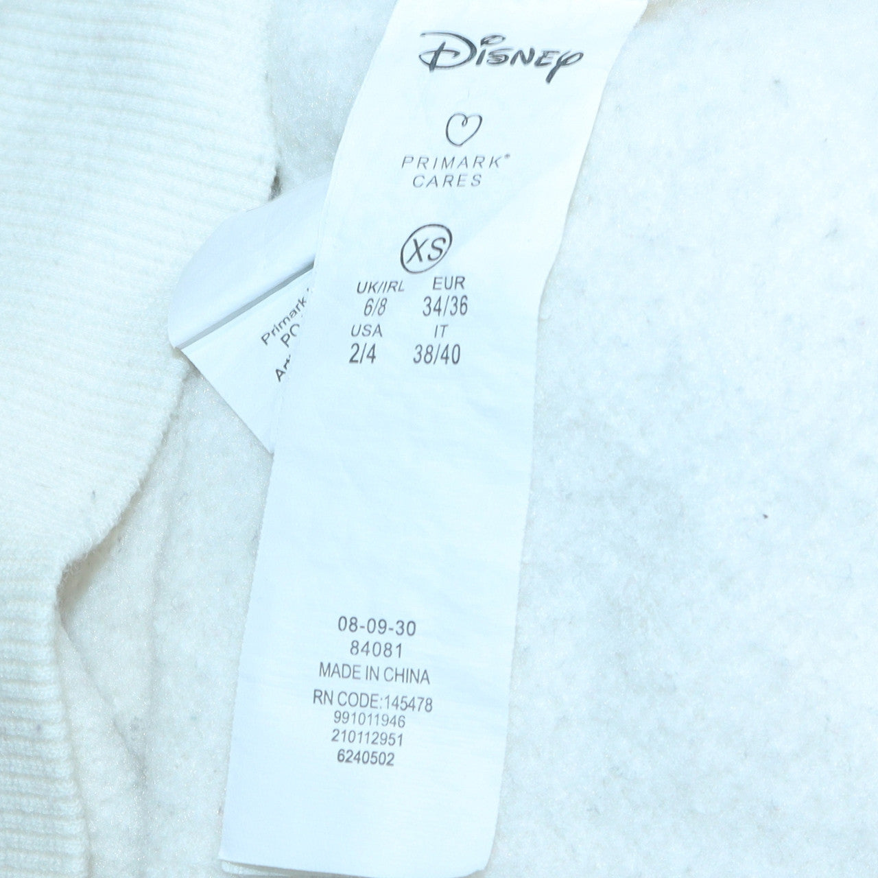 Womens UK Size XS Disney White Pullover Sweatshirt