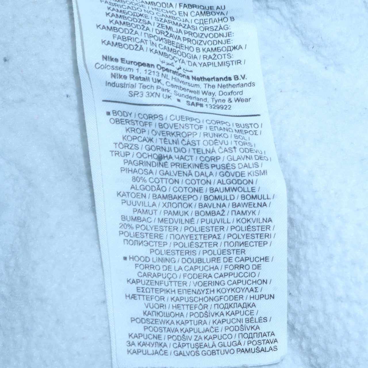 Mens UK Size M Nike White Pullover Hoodie