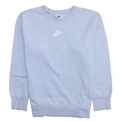 Nike Girls Purple Fleece Pullover Sweatshirt L 146-156cm Crew Neck