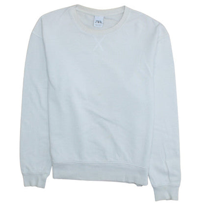 Mens UK Size M Zara White Pullover Sweatshirt