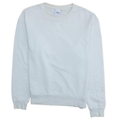 Mens UK Size M Zara White Pullover Sweatshirt