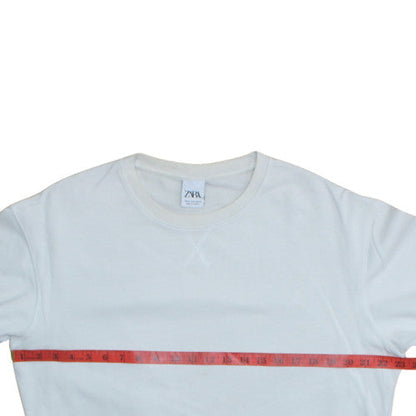 Mens UK Size M Zara White Pullover Sweatshirt