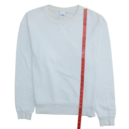 Mens UK Size M Zara White Pullover Sweatshirt