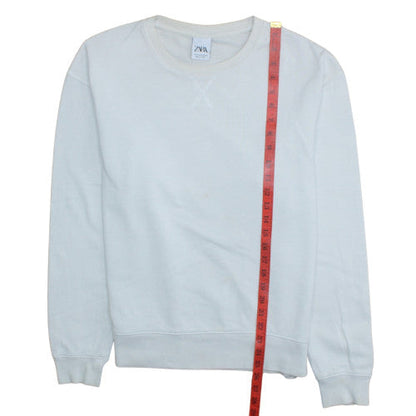 Mens UK Size M Zara White Pullover Sweatshirt