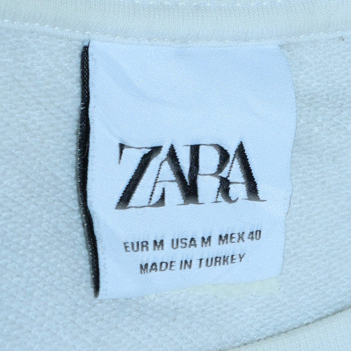 Mens UK Size M Zara White Pullover Sweatshirt